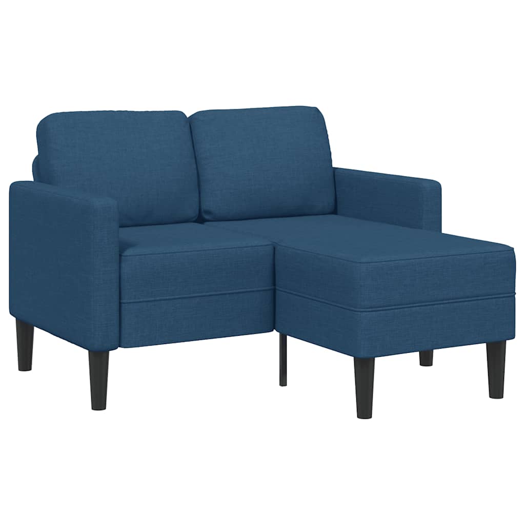 Sofá 2 lugares com chaise em l 125 cm tecido azul