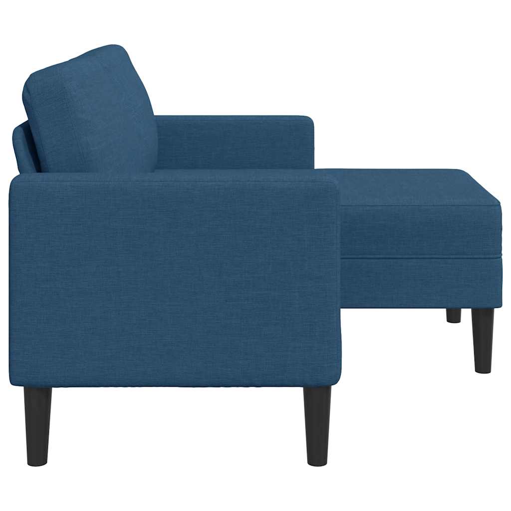 Sofá 2 lugares com chaise em l 125 cm tecido azul