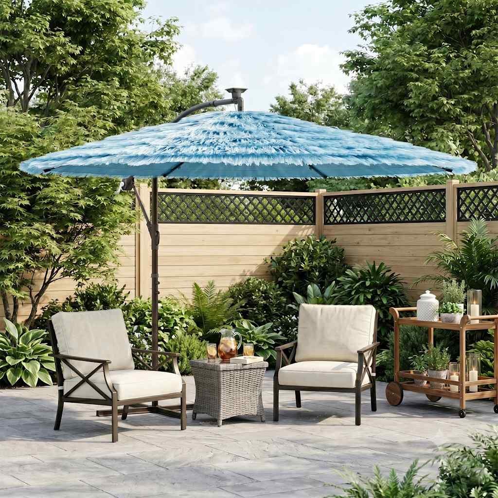 Guarda-sol de jardim com poste de aço 290x290x238 cm azul