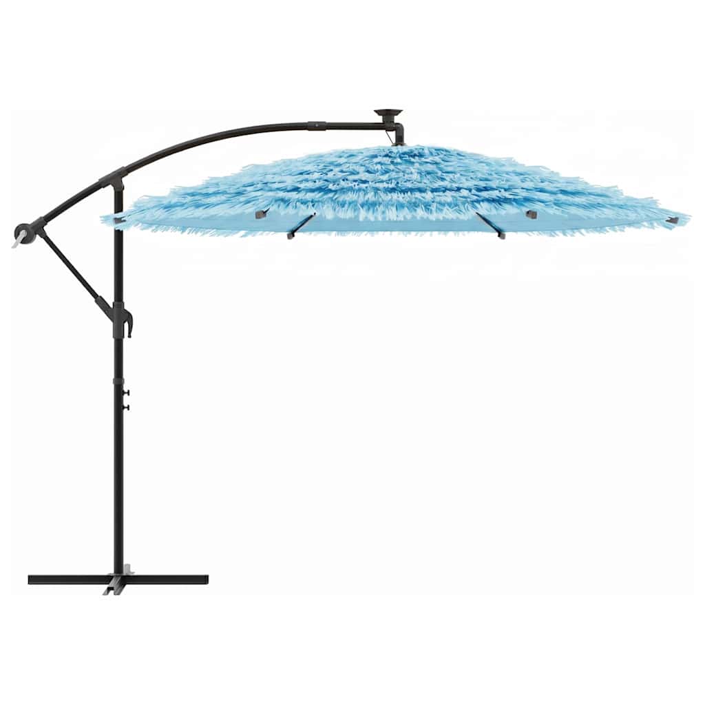 Guarda-sol de jardim com poste de aço 290x290x238 cm azul