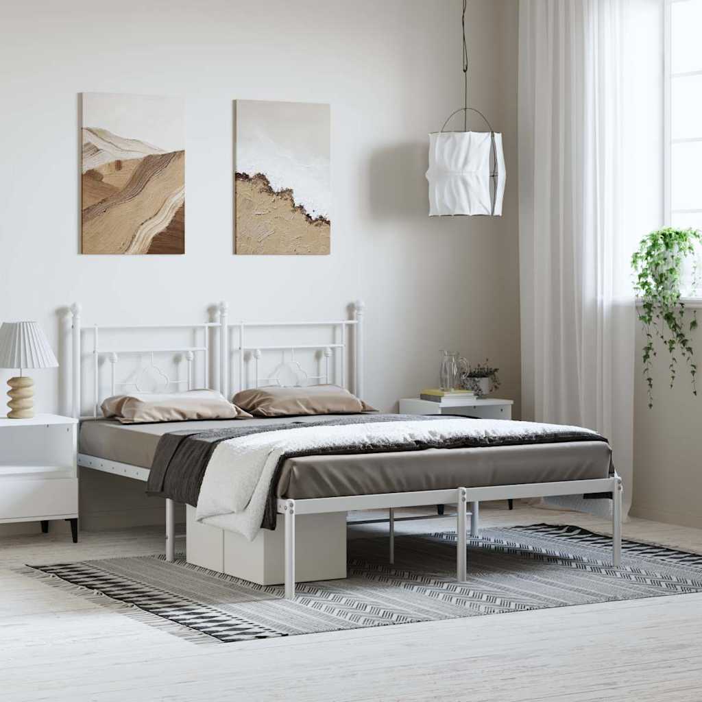 Estrutura de cama com cabeceira 193x203 cm metal branco