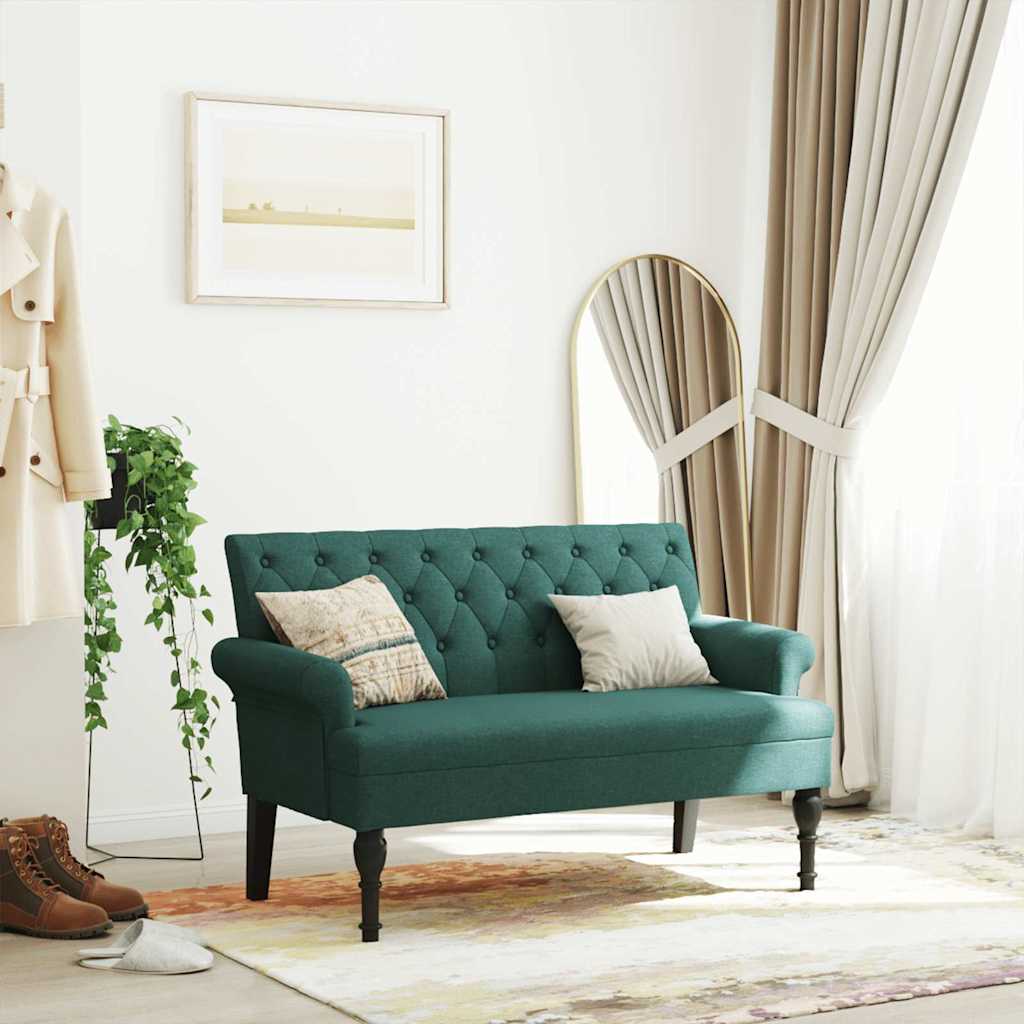 Banco com encosto 120x62x75,5 cm tecido verde-escuro