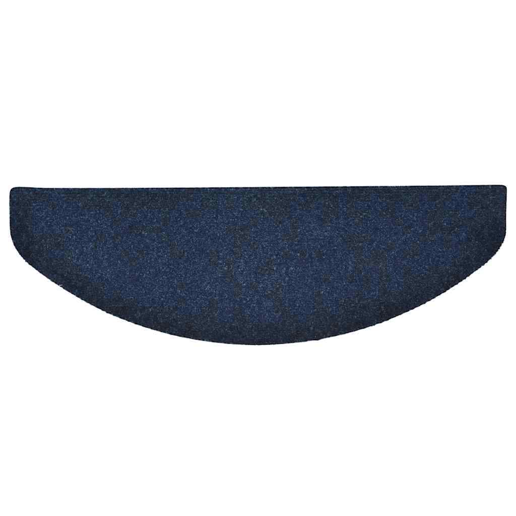 Tapetes de escada autoadesivos 15 peças 65x21x4 cm azul marinho semicircular grande