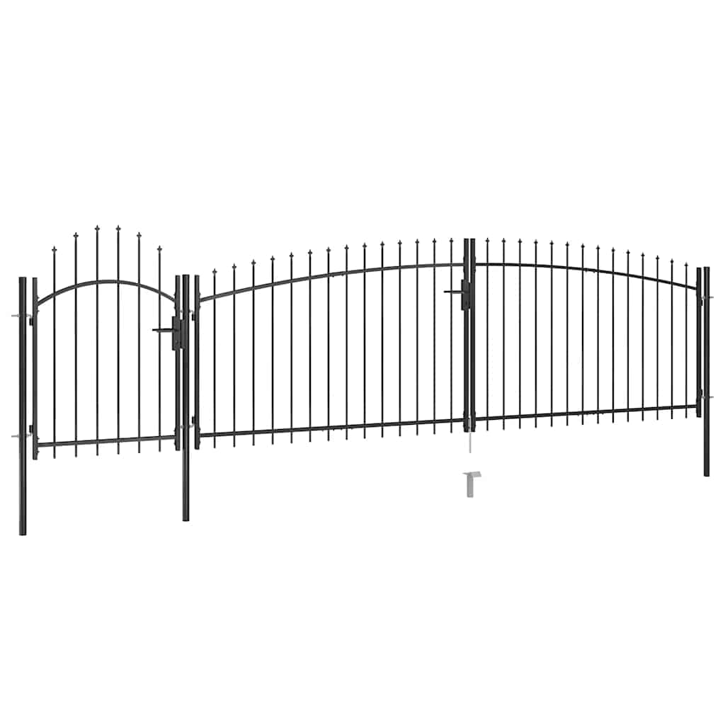 Portão de cerca de jardim woerden com ponta em forma de lança, 5x1,25 m, preto