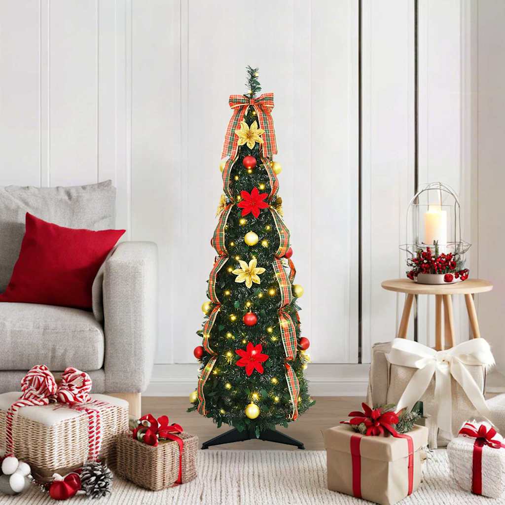 Árvore de natal artificial com 50 leds verde 125 cm PVC
