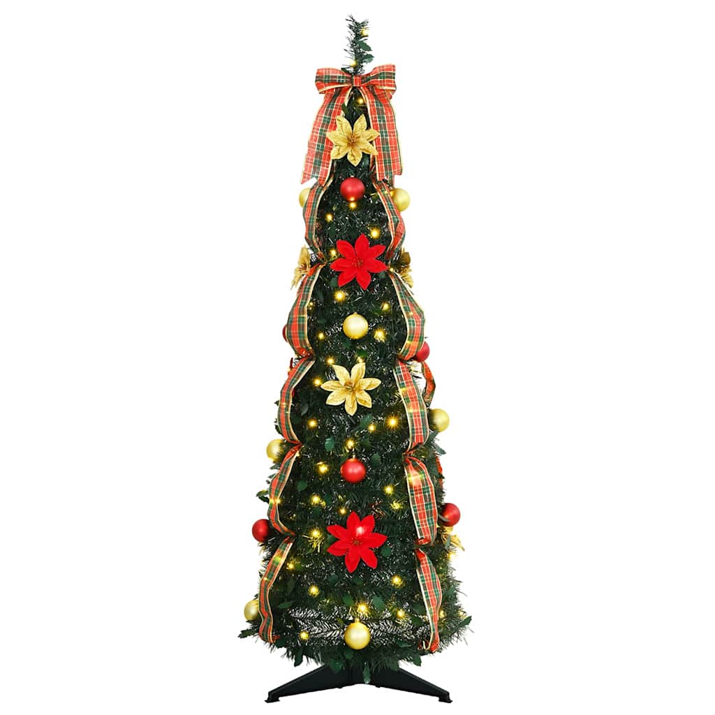 Árvore de natal artificial com 50 leds verde 125 cm PVC