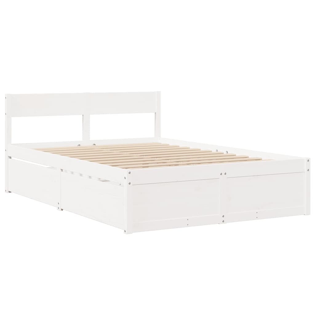 Cama sem colchão 135x190 cm madeira de pinho maciça branco