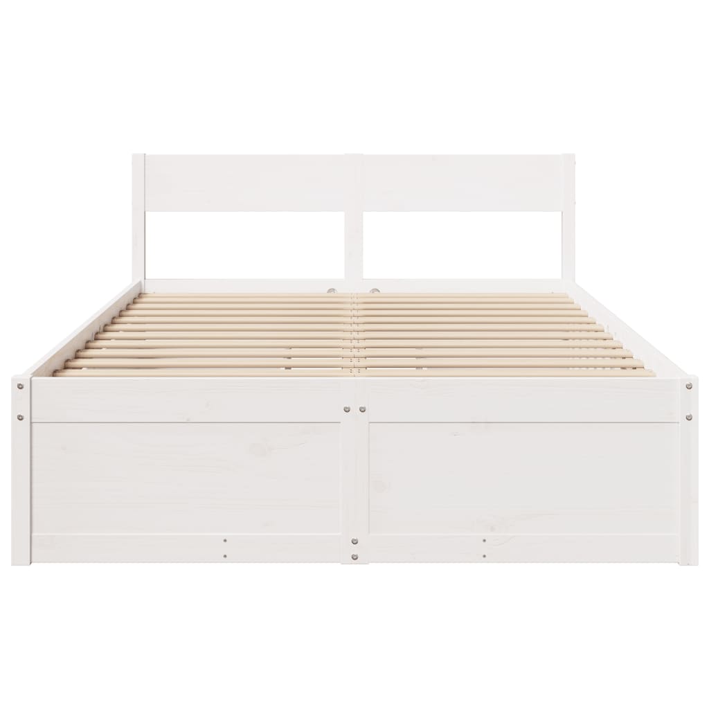 Cama sem colchão 135x190 cm madeira de pinho maciça branco
