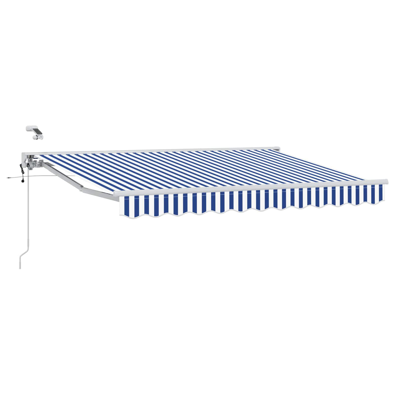 Toldo retrátil elétrico azul e branco 3,5 x 2,5 m