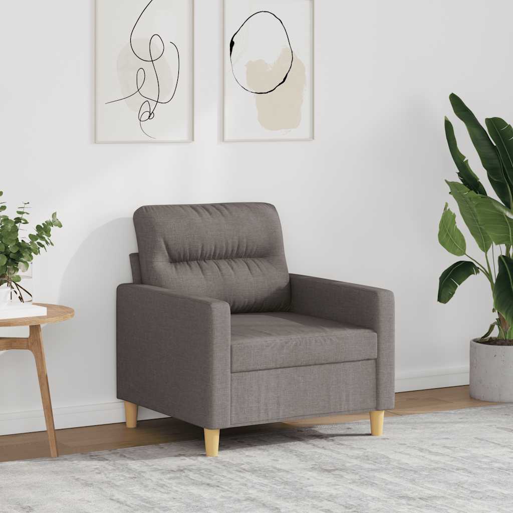 Poltrona tecido 60 cm cinzento-acastanhado