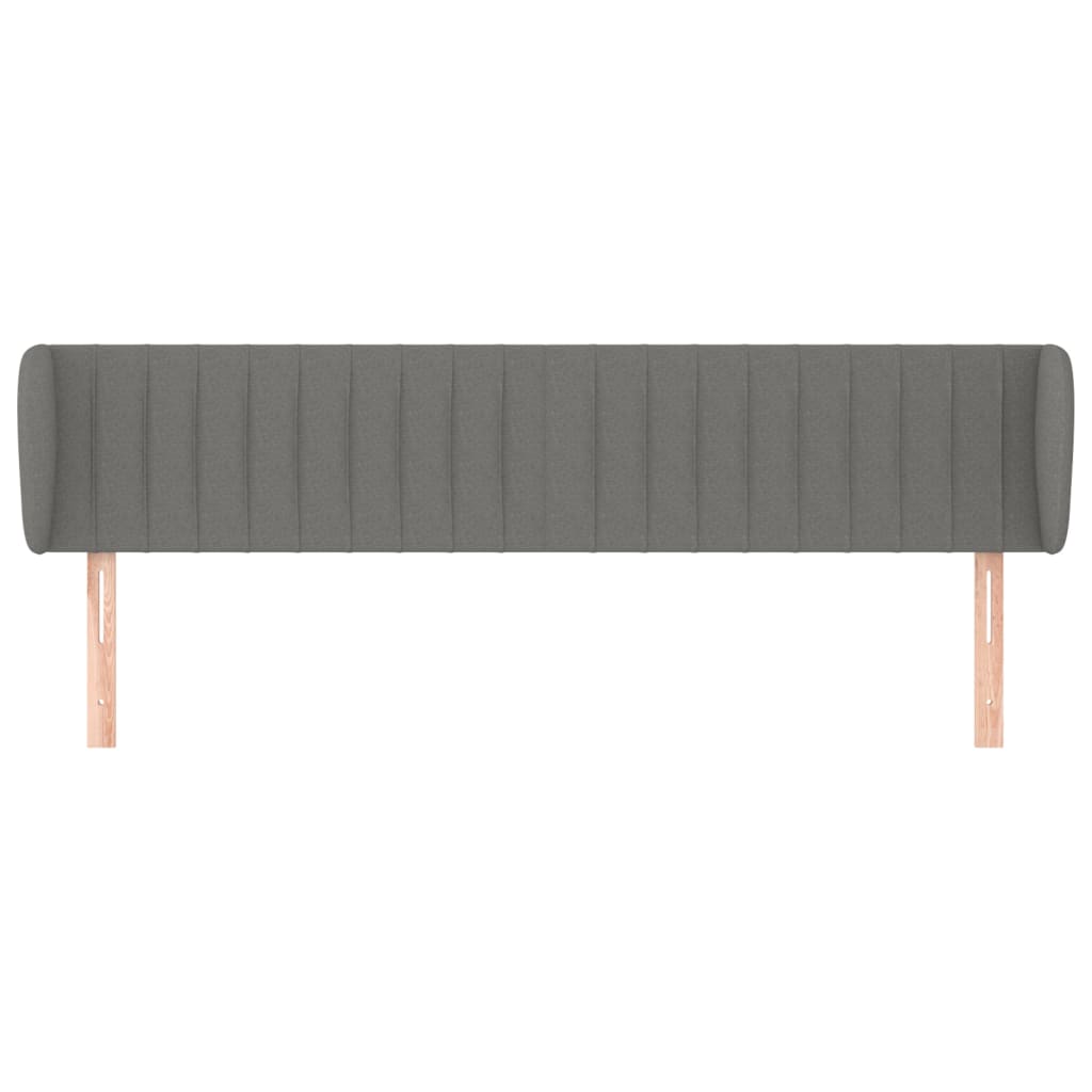Cabeceira de cama c/ abas tecido 183x23x78/88cm cinzento-escuro