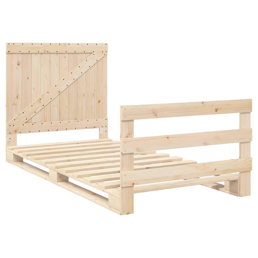 Estrutura de cama com cabeceira 100x200cm pinho maciço