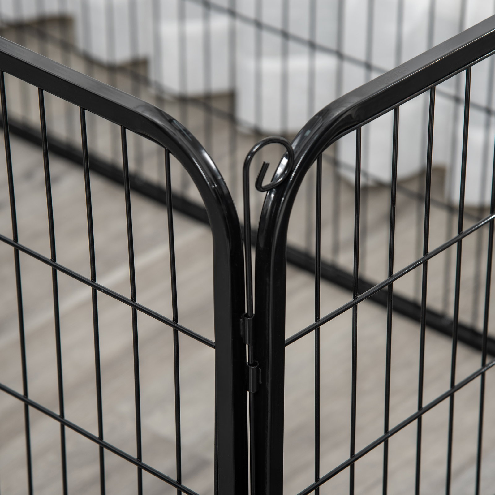 Parque para animais de estimação retangular gaiola para cães 4 paineis de metal com porta e dupla fechadura cerca de treinamento 129x84x70cm preto