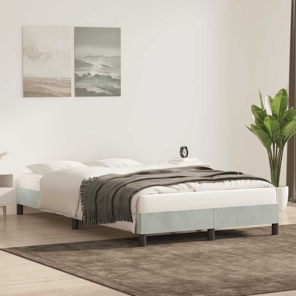 Estrutura de cama sem colchão 120x210 cm veludo cinzento-claro