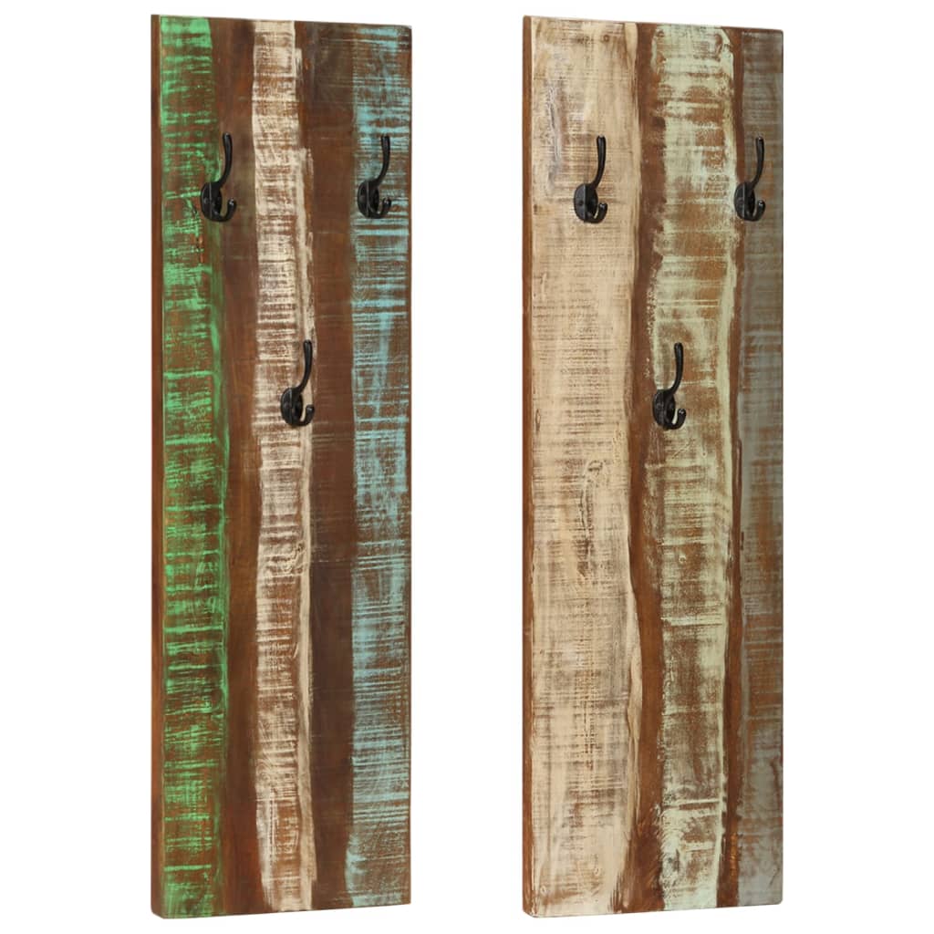 Bengaleiros parede 2 pcs 36x3x110 cm madeira recuperada maciça