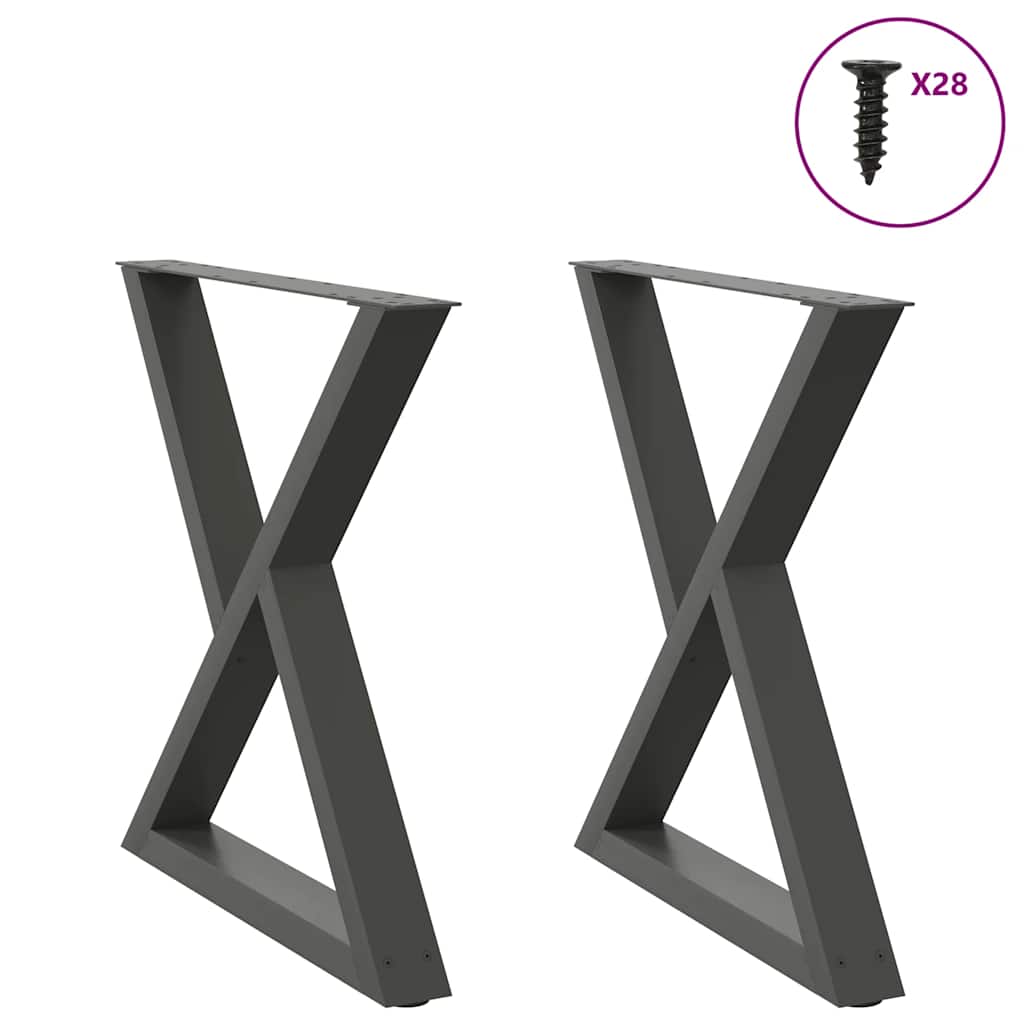Pés para mesa de jantar 2 peças antracite 70x(72-73,3) cm aço