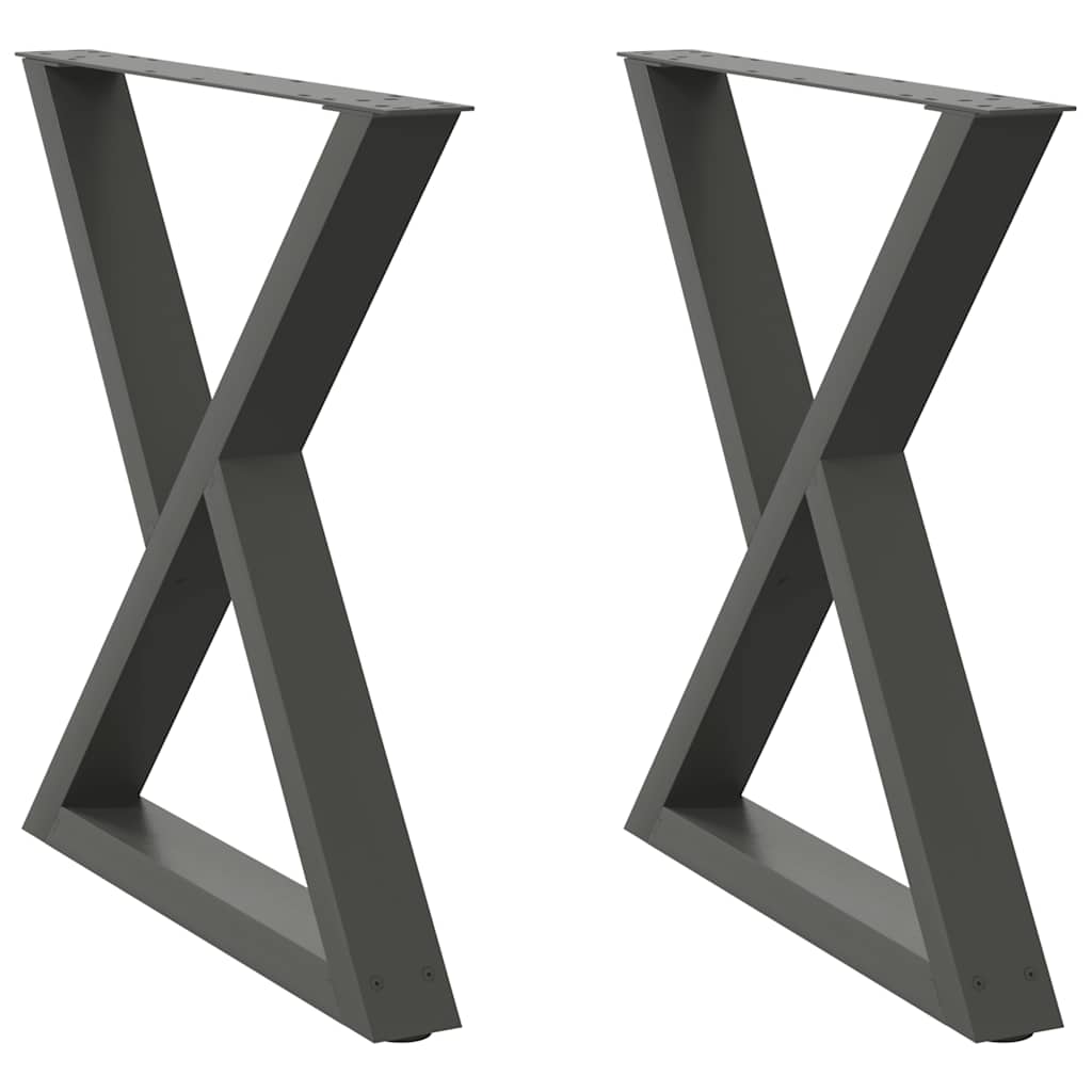Pés para mesa de jantar 2 peças antracite 70x(72-73,3) cm aço