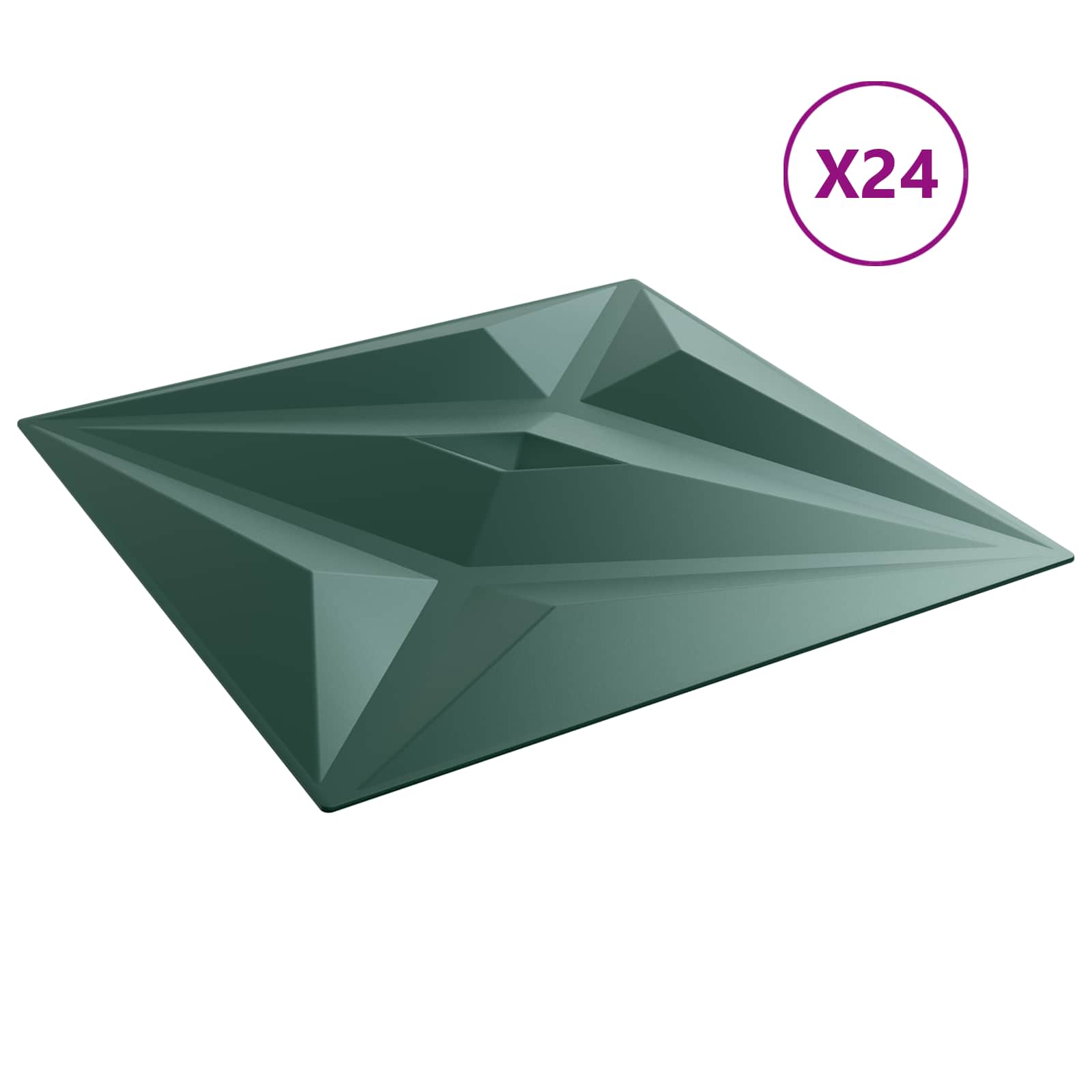Painéis de parede 24 unid. 50 x 50 cm verde estrela espuma xps