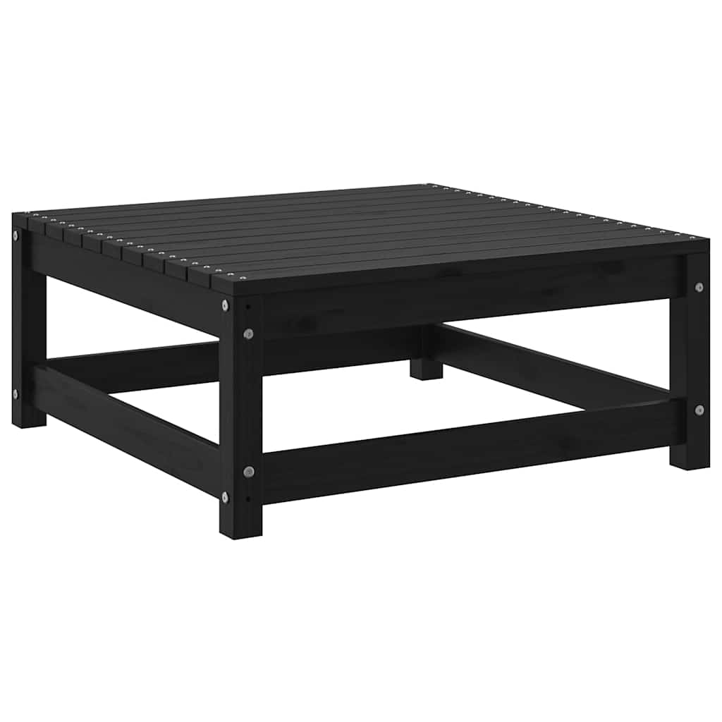 2 Pcs conjunto lounge jardim c/ almofadões pinho maciço preto
