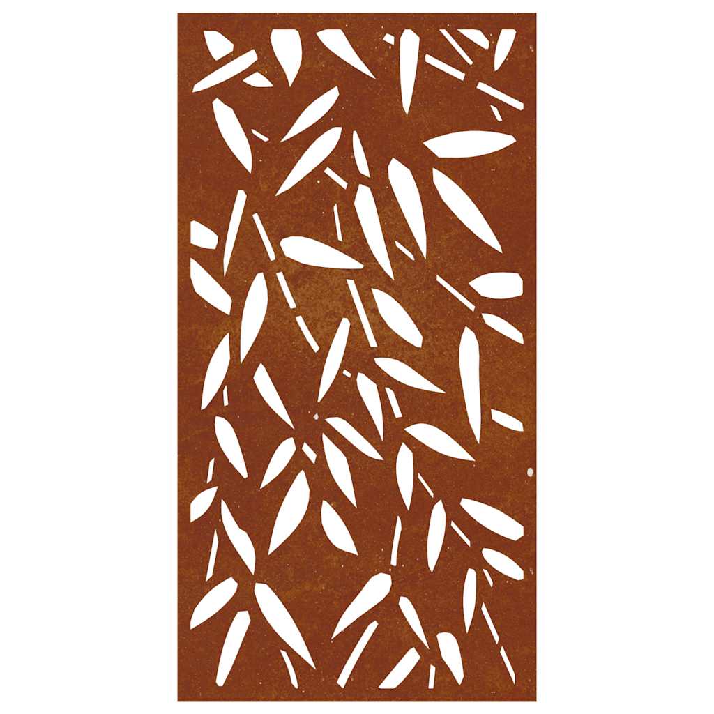 Decoração p/muro jardim 105x55cm aço corten design folhas bambu
