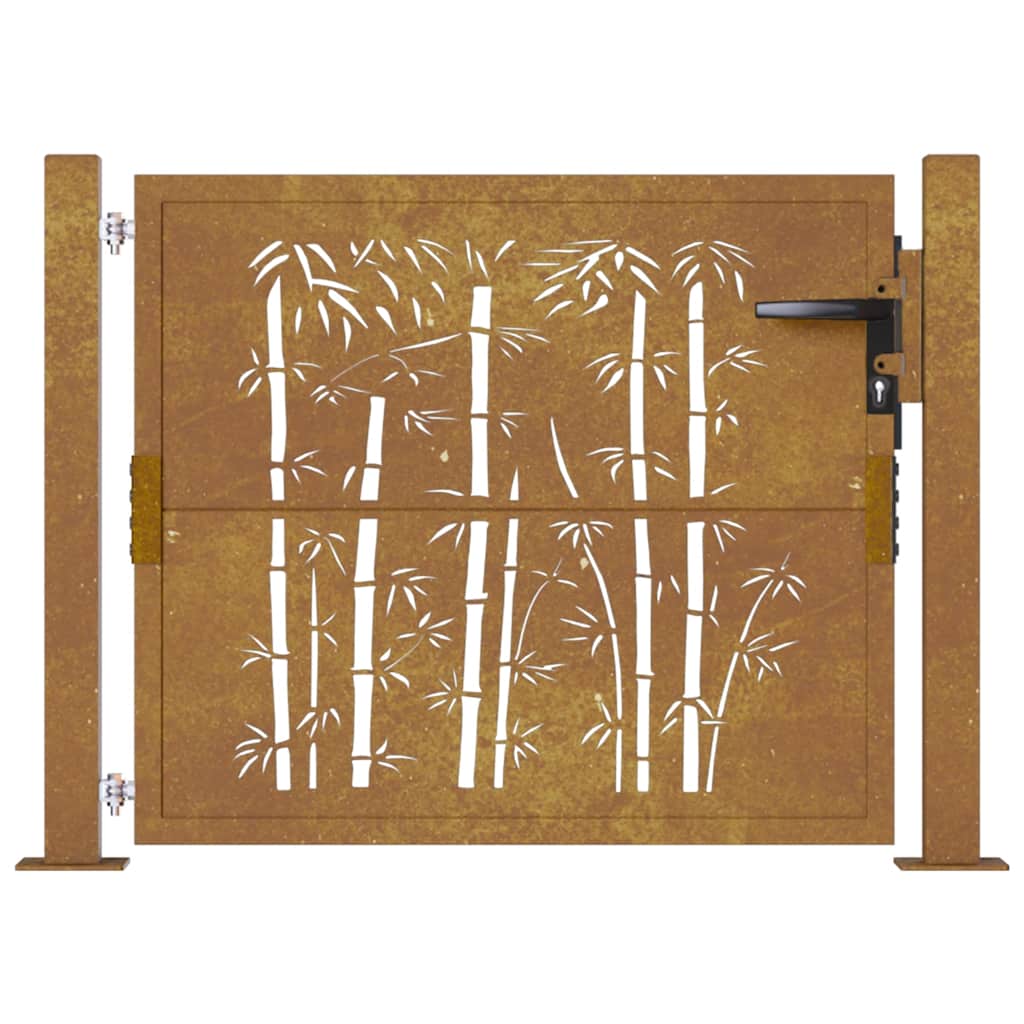Portão de jardim 100x75 cm aço corten design bambu