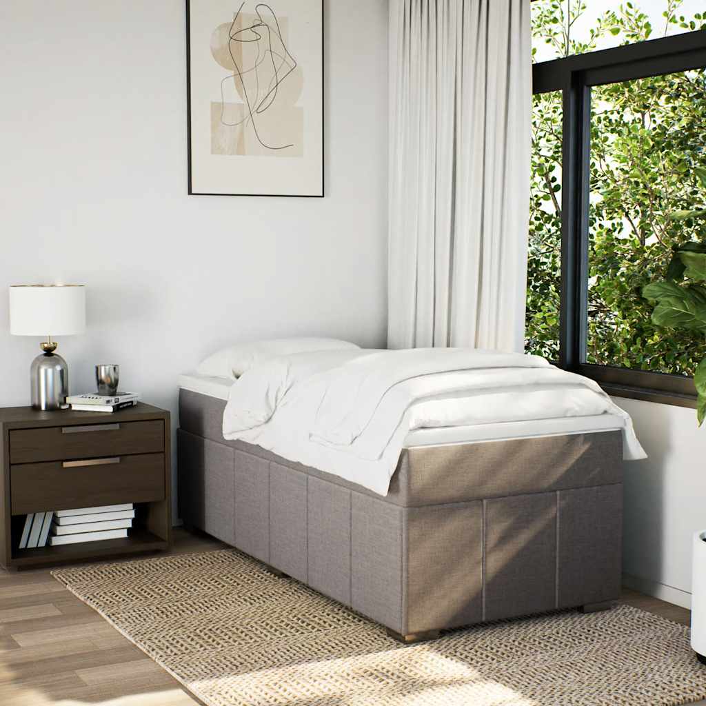Cama com molas/colchão 100x200 cm tecido cinza-acastanhado