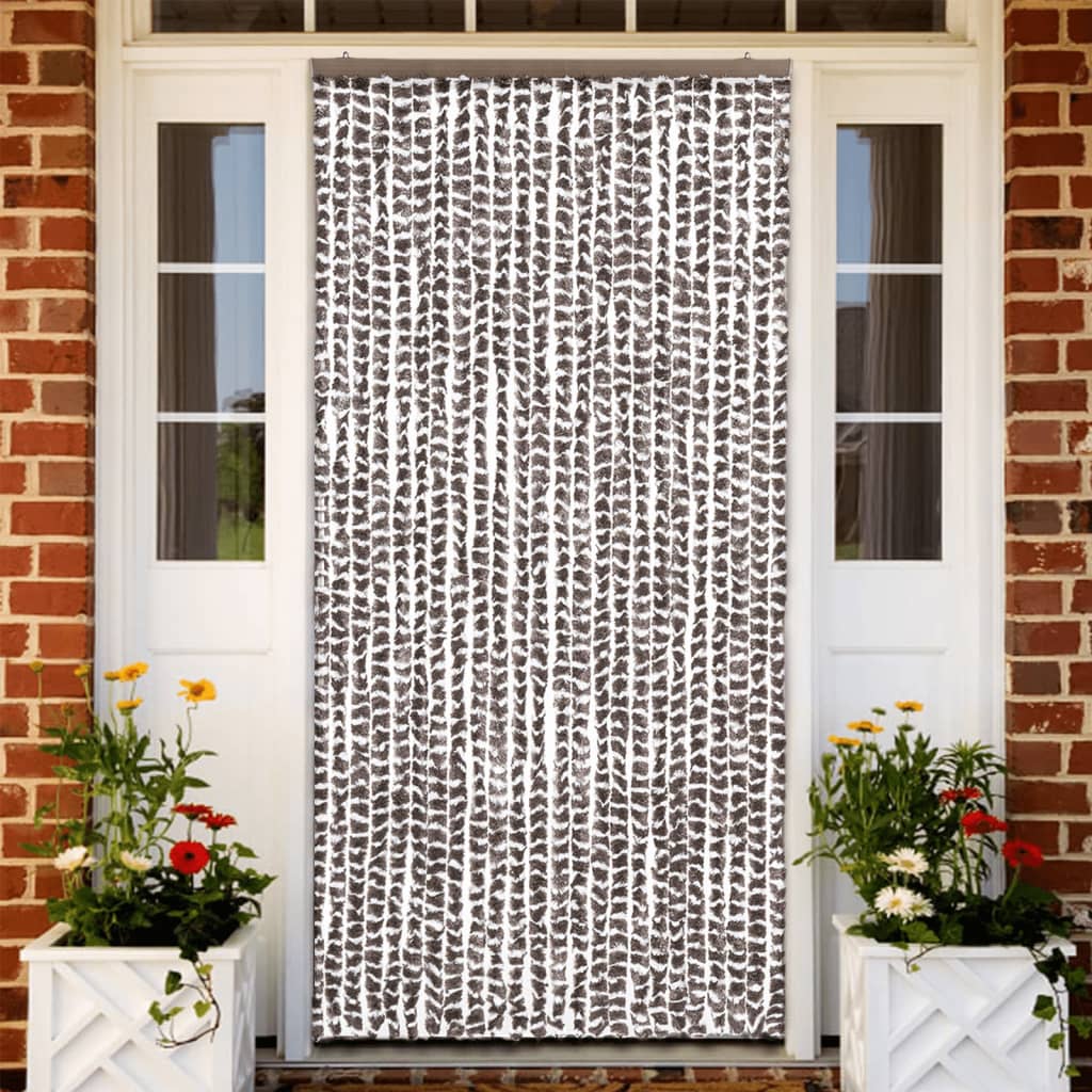 Cortina anti-insetos 100x220 cm chenille cinza-acast. e branco