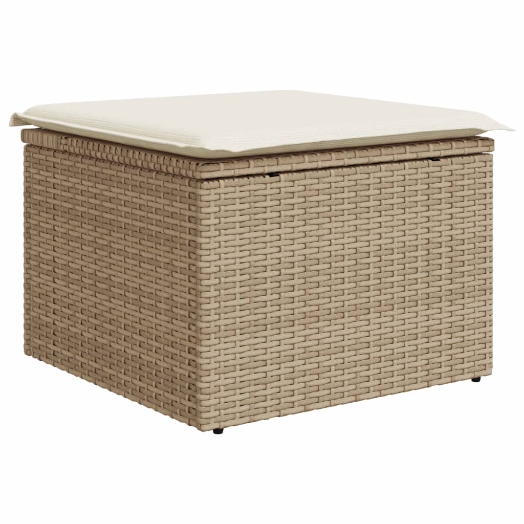 6 Pcs conjunto de sofás p/ jardim com almofadões vime PE bege