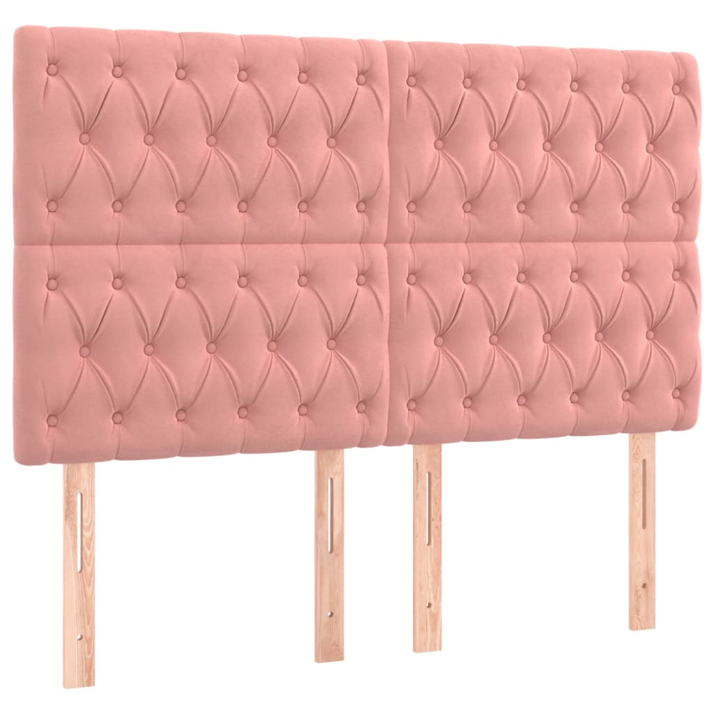 Cabeceira de cama c/ luzes LED veludo 160x7x118/128 cm rosa