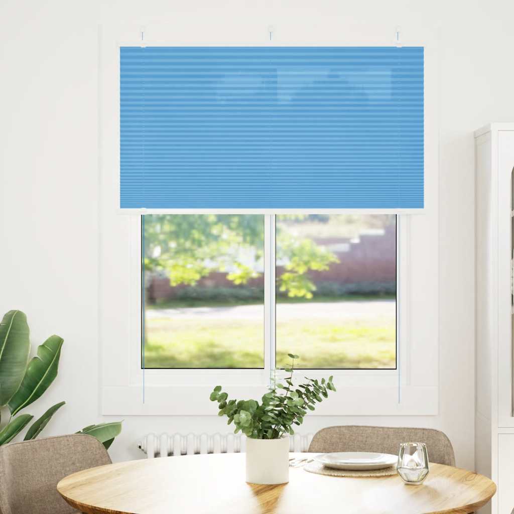 Azul plissada cega 105x100 cm largura tecido 104,4cm poliéster