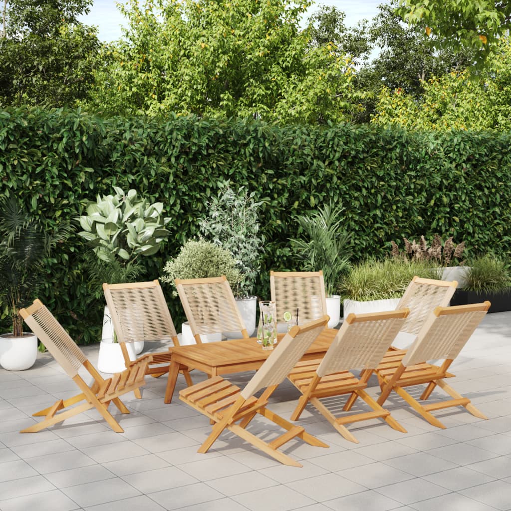 Cadeiras de jardim dobráveis 8pcs madeira de acácia maciça bege