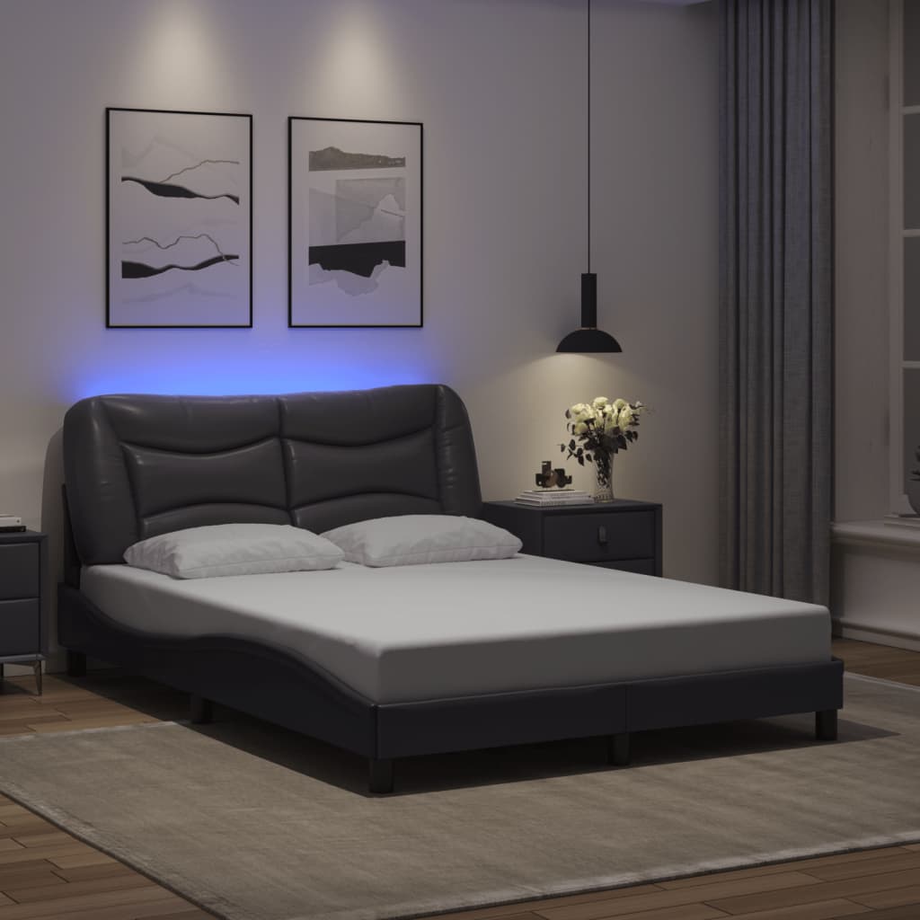 Estrutura de cama com LED sem colchão hvar 120x200cm cinza