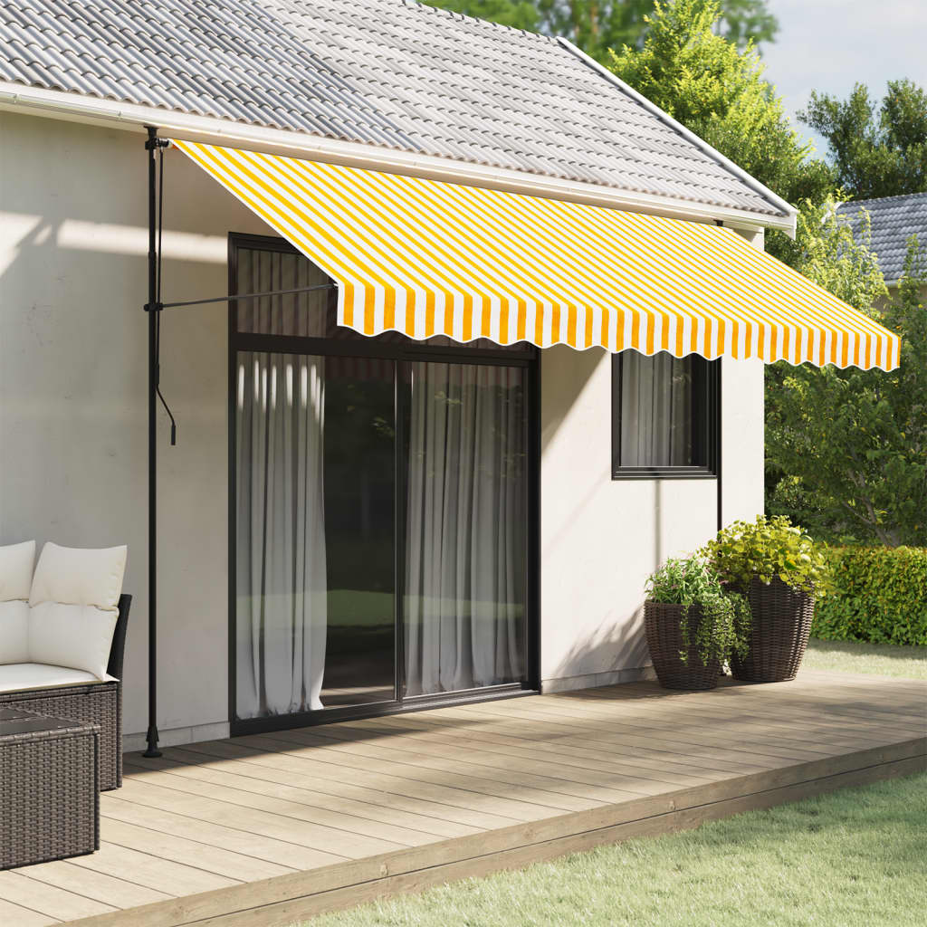 Tecido de substituição para sanefa de toldo 400 cm riscas amarelo/branco