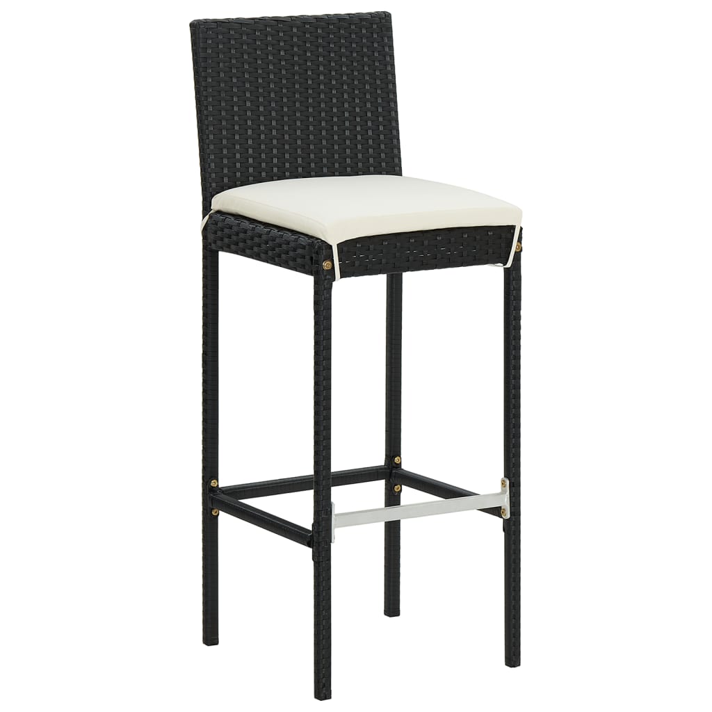 3 Pcs conjunto de bar para jardim acácia maciça/vime PE preto