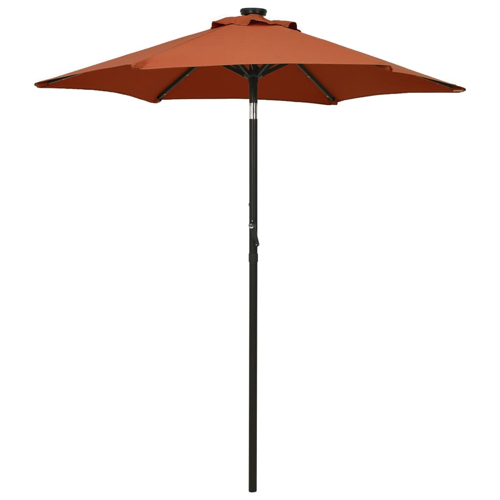 Guarda-sol de jardim c/ luzes LED 200x211 cm alumínio terracota