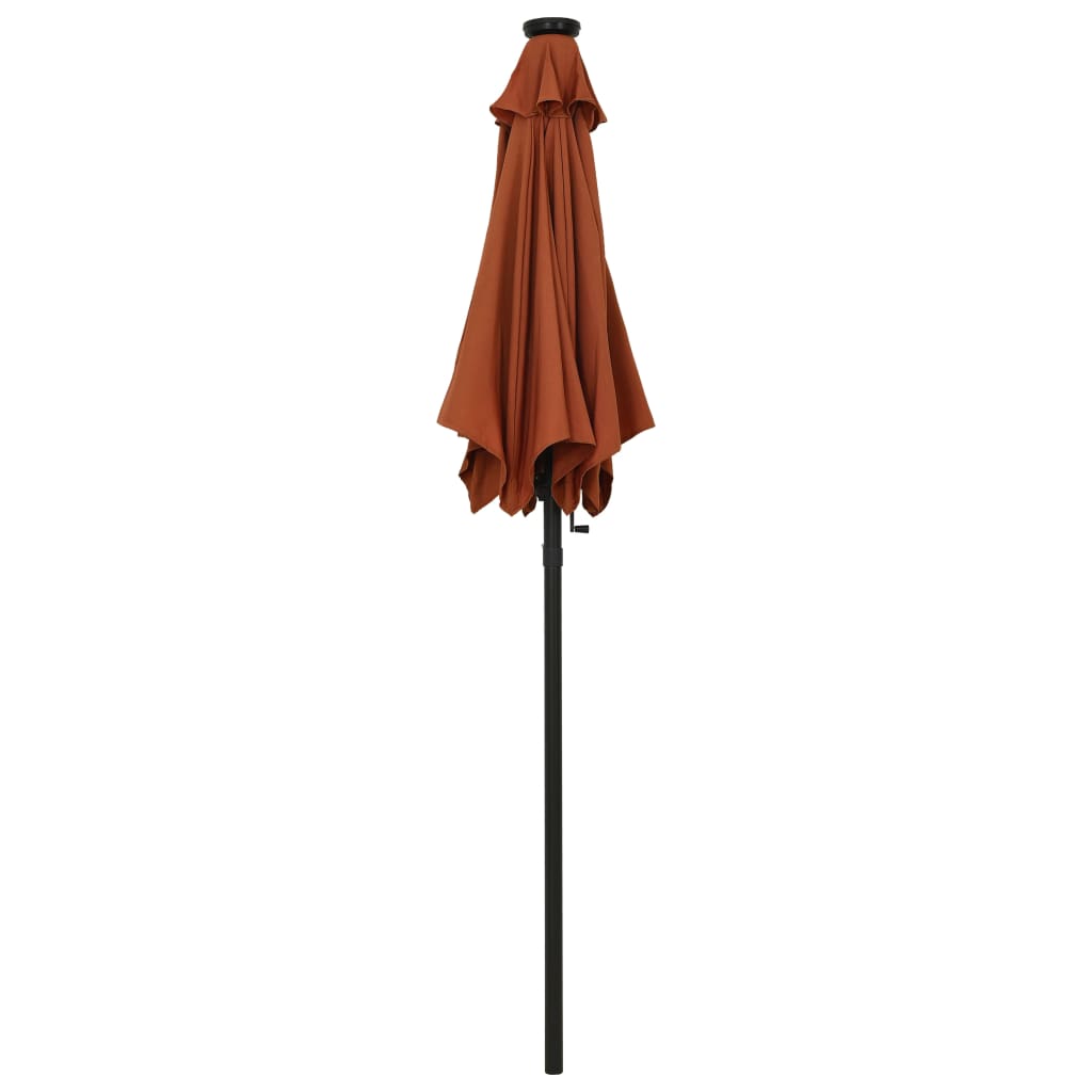 Guarda-sol de jardim c/ luzes LED 200x211 cm alumínio terracota