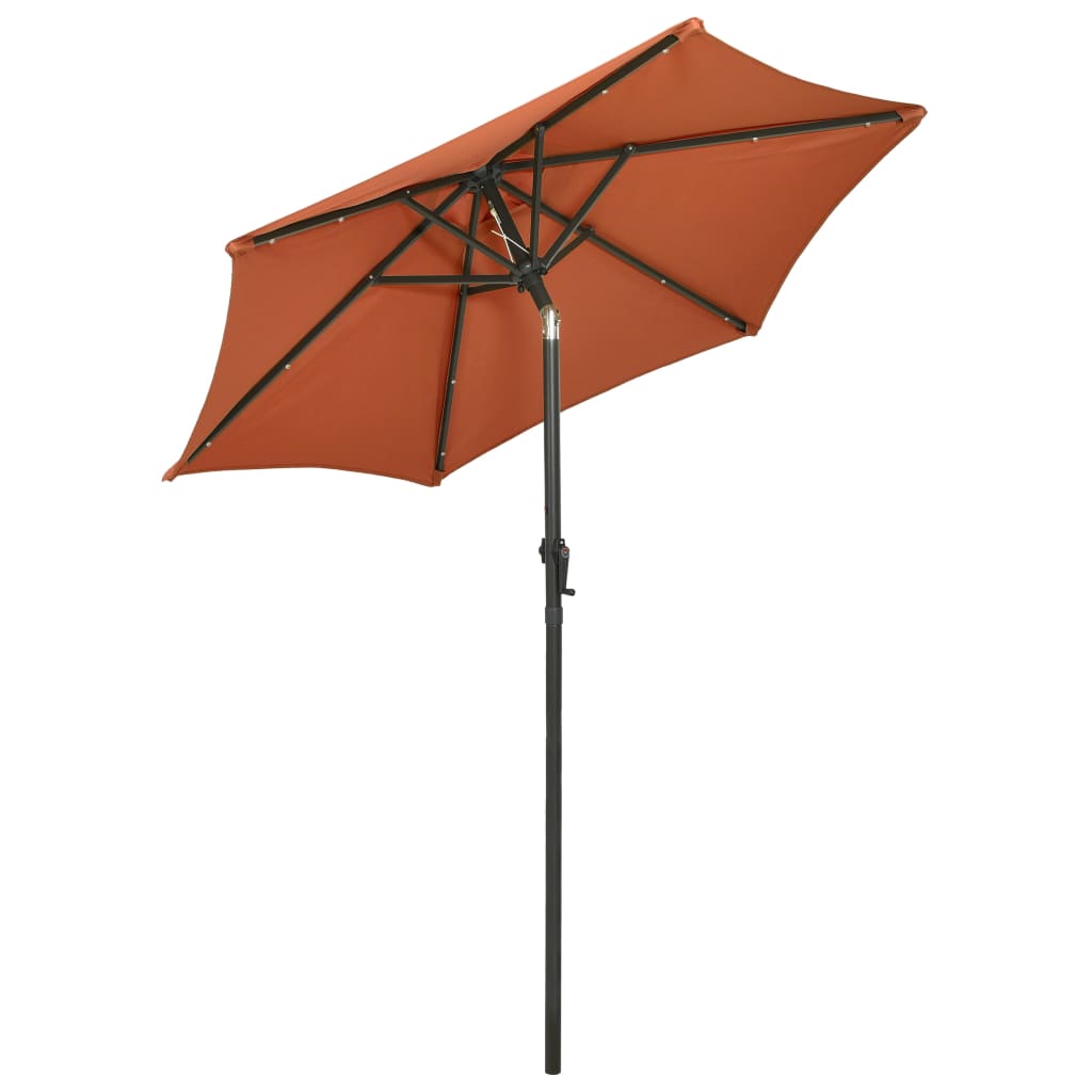 Guarda-sol de jardim c/ luzes LED 200x211 cm alumínio terracota