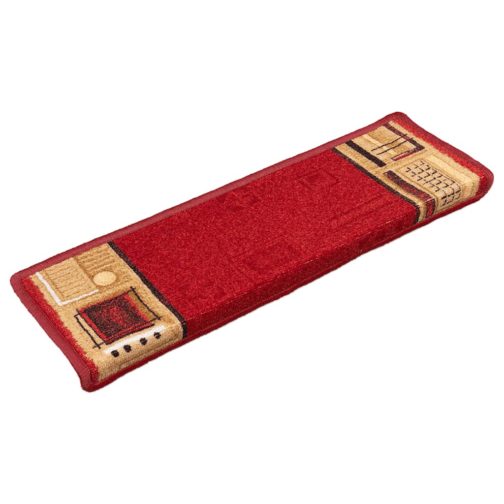 Tapetes de escadas adesivos 5 pcs 65x21x4 cm vermelho