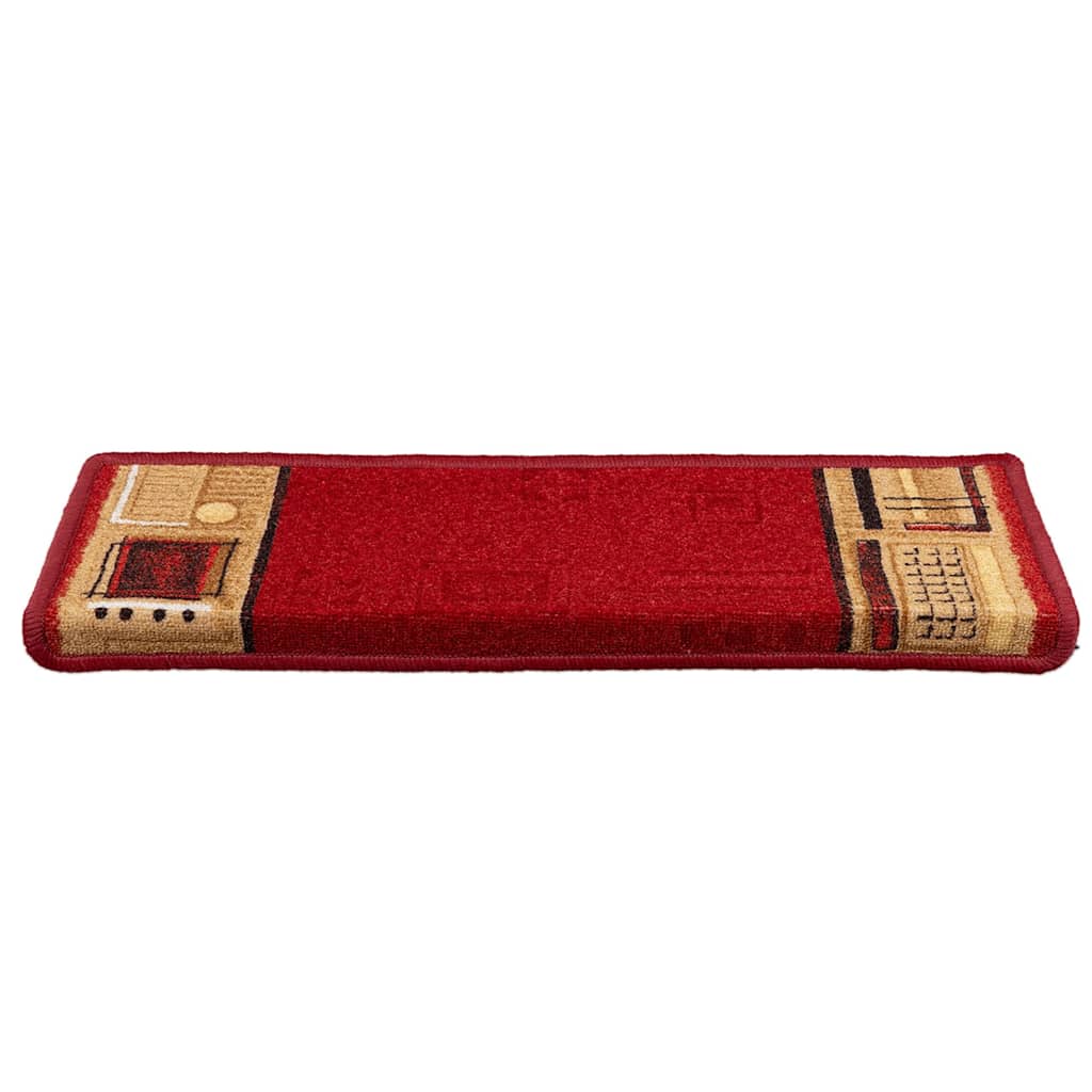 Tapetes de escadas adesivos 5 pcs 65x21x4 cm vermelho