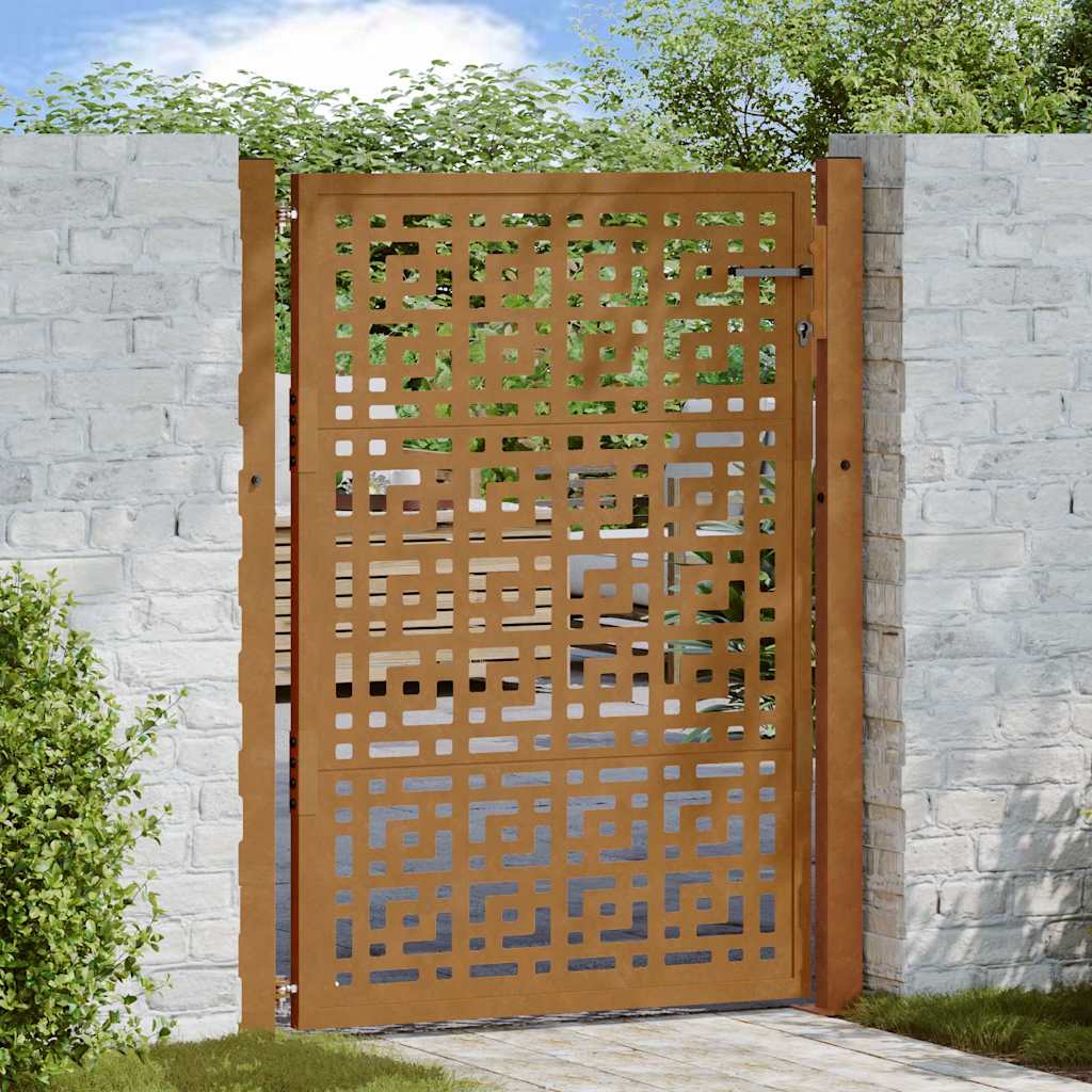 Portão de jardim 100x125 cm em aço inoxidável com design em cruz