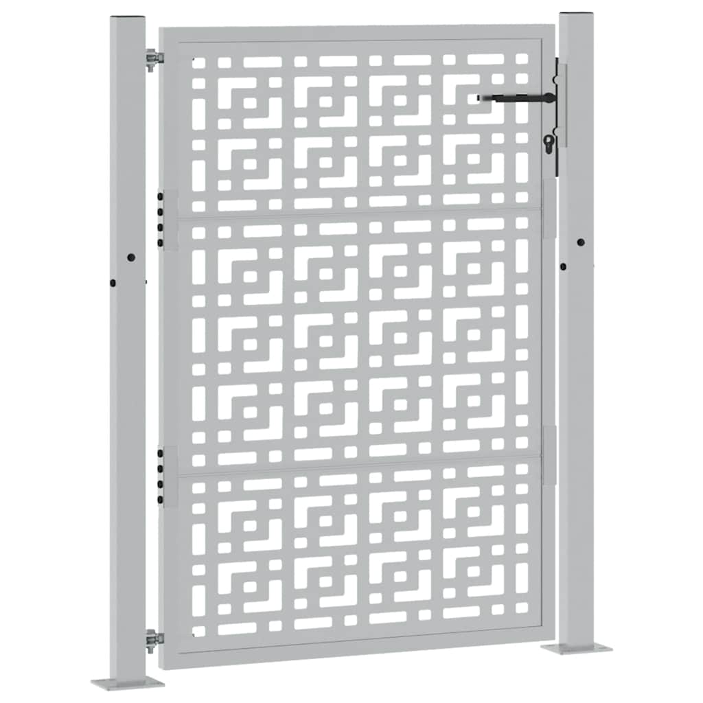 Portão de jardim 100x125 cm em aço inoxidável com design em cruz