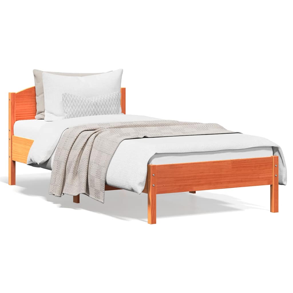 Cama sem colchão 100x200 cm pinho maciço castanho-mel