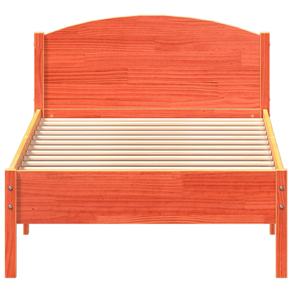 Cama sem colchão 100x200 cm pinho maciço castanho-mel
