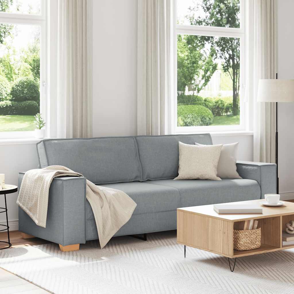 Sofá de 3 lugares cinza claro 220x78x84 cm tecido