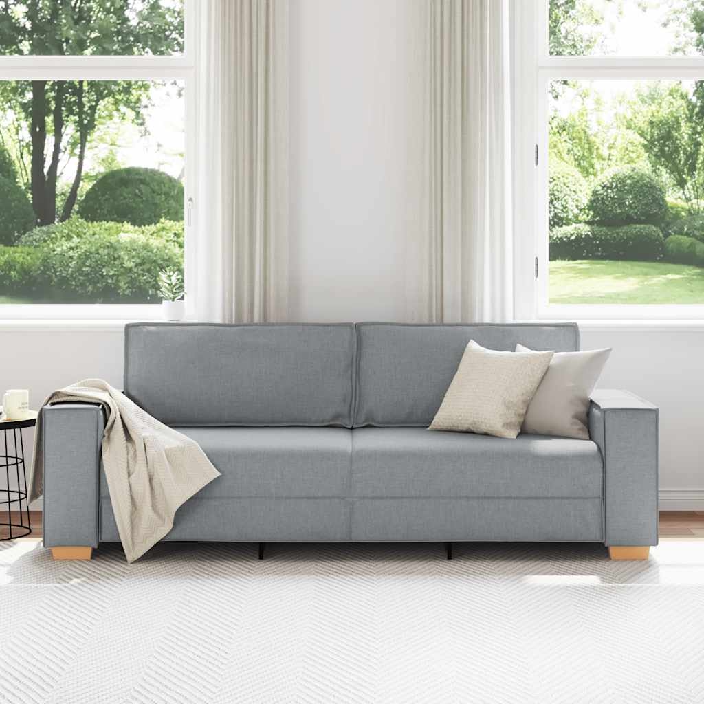 Sofá de 3 lugares cinza claro 220x78x84 cm tecido
