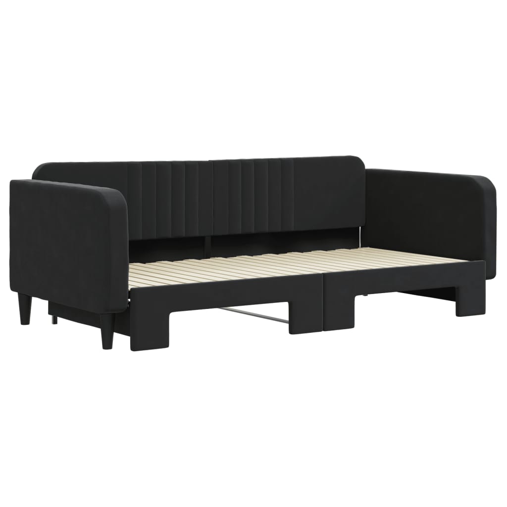 Sofá-cama com gavetão 100x200 cm veludo preto