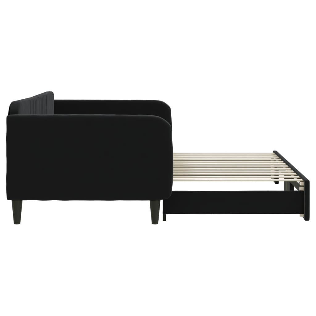 Sofá-cama com gavetão 100x200 cm veludo preto