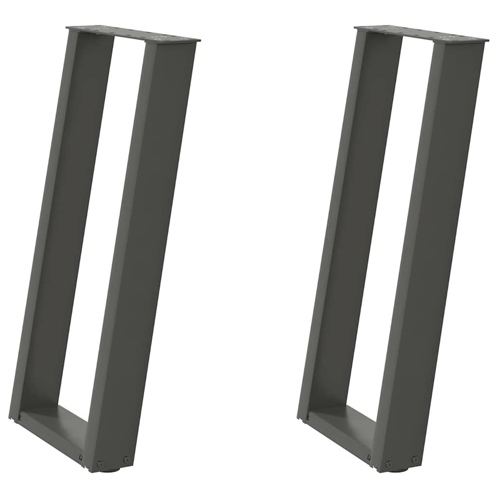 Pés de mesa de console em forma de u, 2 peças, antracite, 38x(72-73) cm, aço