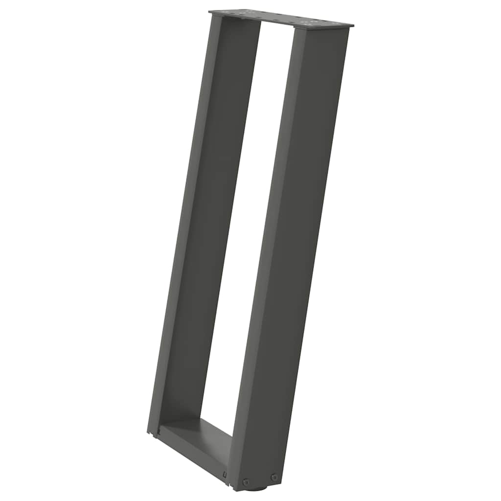 Pés de mesa de console em forma de u, 2 peças, antracite, 38x(72-73) cm, aço