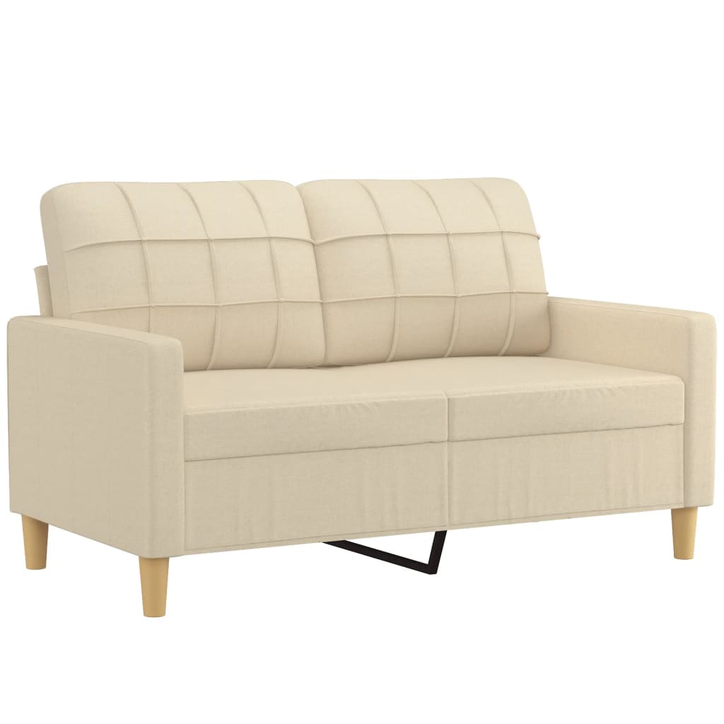 3 Pcs conjunto de sofás com almofadas tecido cor creme